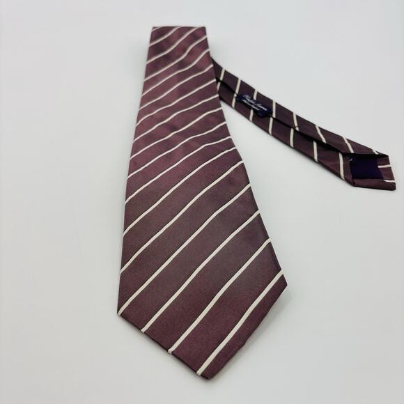 Vintage Ralph Lauren Purple Label Tie England Silk Purple Striped Handmade - Picture 2 of 5